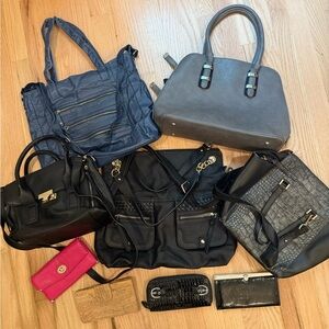 9 Piece Project Crossbody Shoulder Satchel Handbags and Wallets Bundle